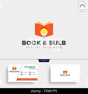 Light bulb learning line logo template vector illustration icon element isolated with business card - vector Stock Vector