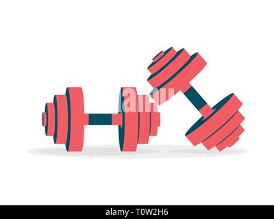 Two dumbbell icons on a white background. Vector illustration Stock Vector