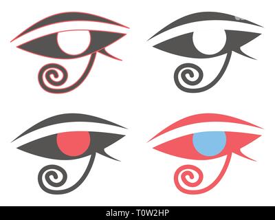 Eye of Horus. Ancient Egyptian amulet symbol. Set of icons on a white background. Vector illustration Stock Vector