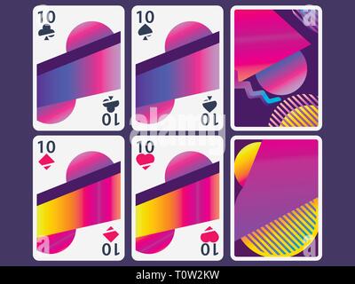 Playing cards in modern style. Gradient shapes, geometric objects. The reverse side of the playing card. Vector illustration Stock Vector