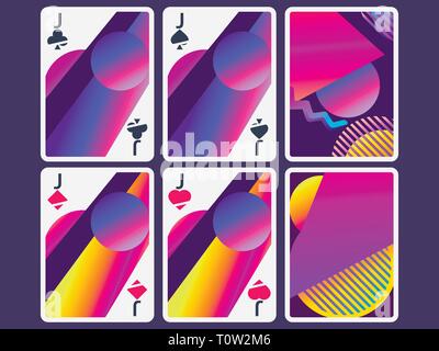 Playing cards in modern style. Gradient shapes, geometric objects. The reverse side of the playing card. Vector illustration Stock Vector