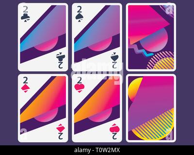 Playing cards in modern style. Gradient shapes, geometric objects. The reverse side of the playing card. Vector illustration Stock Vector
