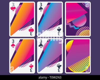 Playing cards in modern style. Gradient shapes, geometric objects. The reverse side of the playing card. Vector illustration Stock Vector
