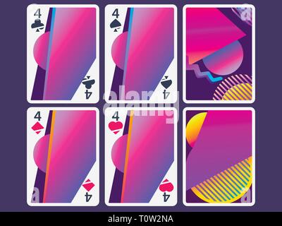 Playing cards in modern style. Gradient shapes, geometric objects. The reverse side of the playing card. Vector illustration Stock Vector