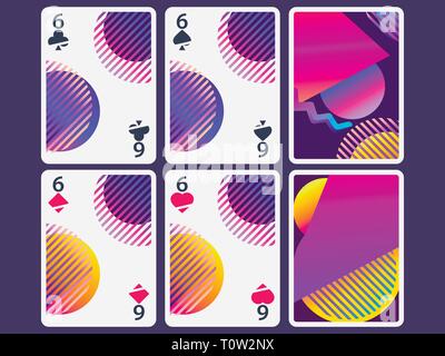 Playing cards in modern style. Gradient shapes, geometric objects. The reverse side of the playing card. Vector illustration Stock Vector