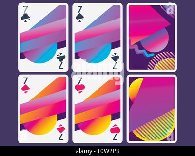 Playing cards in modern style. Gradient shapes, geometric objects. The reverse side of the playing card. Vector illustration Stock Vector