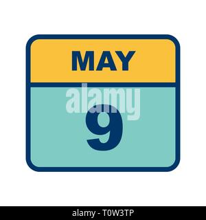 May 9th Date on a Single Day Calendar Stock Photo