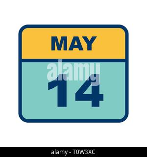 May 14th Date on a Single Day Calendar Stock Photo