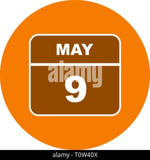 May 9th Date on a Single Day Calendar Stock Photo