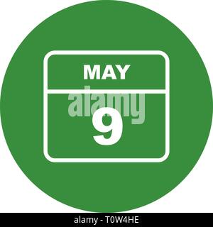 May 9th Date on a Single Day Calendar Stock Photo