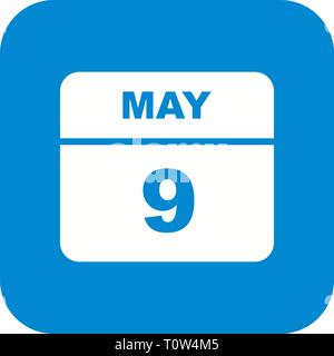 May 9th Date on a Single Day Calendar Stock Photo