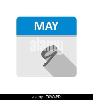 May 9th Date on a Single Day Calendar Stock Photo