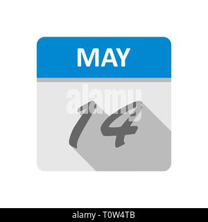 May 14th Date on a Single Day Calendar Stock Photo