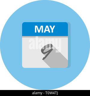 May 9th Date on a Single Day Calendar Stock Photo