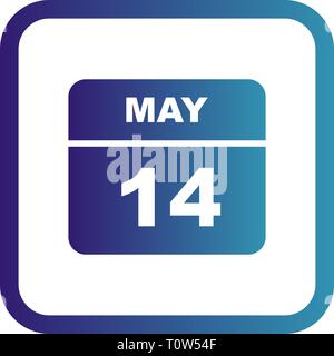 May 14th Date on a Single Day Calendar Stock Photo