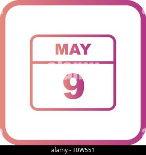 May 9th Date on a Single Day Calendar Stock Photo