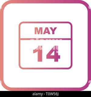 May 14th Date on a Single Day Calendar Stock Photo