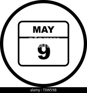 May 9th Date on a Single Day Calendar Stock Photo