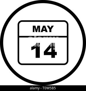 May 14th Date on a Single Day Calendar Stock Photo