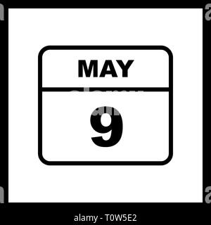 May 9th Date on a Single Day Calendar Stock Photo