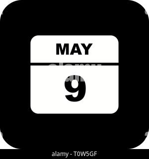 May 9th Date on a Single Day Calendar Stock Photo