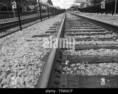 In the middle of the tracks Stock Photo