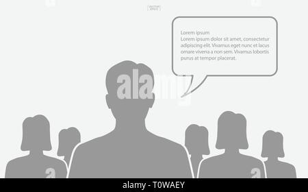 People talking with bubble sign area for copy space. Human thinking with empty chat and idea bubble. Vector illustration. Stock Vector