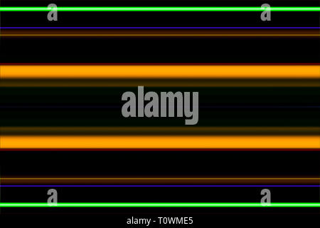 Color lines from neon lights on black background. Identically horizontal lines on the dark background. Stock Photo