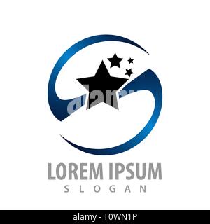 Circle star with S letter concept design. Symbol graphic template element Stock Vector