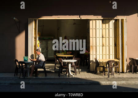 The typical eating style in Kota Kinabalu, Sabah, Borneo, Malaysia, outside. Stock Photo