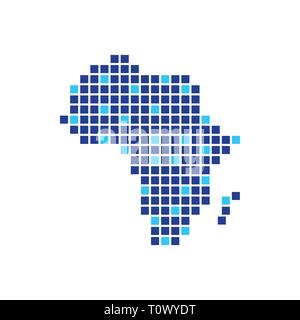 Digitally Africa Blue Colour Pixels Vector Symbol Graphic Logo Design Template Stock Vector