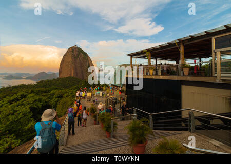 Tourists visiting the beautiful Sugar Loaf Mountain in Rio de Janeiro Stock Photo