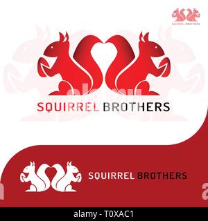 This logo has a picture of two squirrel brothers holding beans. This logo is good to use as a company logo. Stock Vector