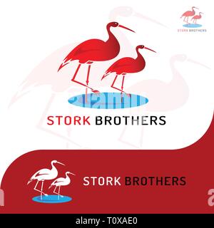 This logo has a picture of stork brothers. This logo is good to use as a company logo or various other creative businesses as needed. Stock Vector
