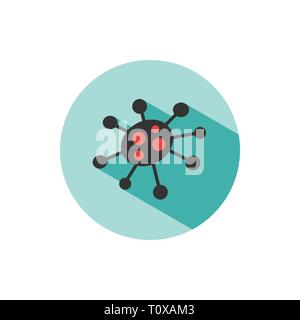 Bactery icon with shadow on a green circle. Color vector illustration Stock Vector