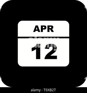 April 12th Date on a Single Day Calendar Stock Photo