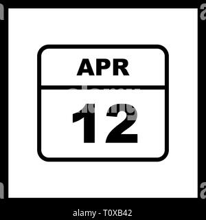 April 12th Date on a Single Day Calendar Stock Photo