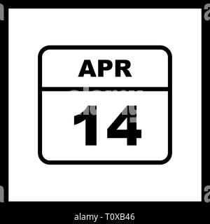 April 14th Date on a Single Day Calendar Stock Photo