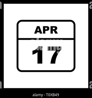 April 17th Date on a Single Day Calendar Stock Photo