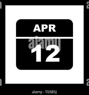 April 12th Date on a Single Day Calendar Stock Photo