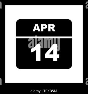 April 14th Date on a Single Day Calendar Stock Photo