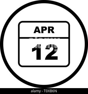 April 12th Date on a Single Day Calendar Stock Photo