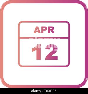 April 12th Date on a Single Day Calendar Stock Photo