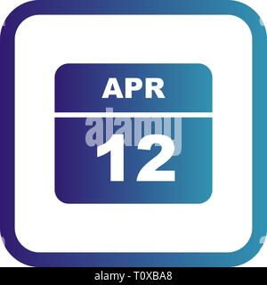 April 12th Date on a Single Day Calendar Stock Photo