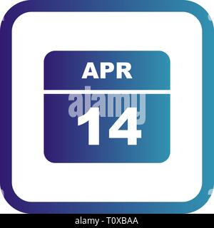 April 14th Date on a Single Day Calendar Stock Photo