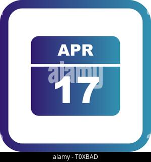 April 17th Date on a Single Day Calendar Stock Photo