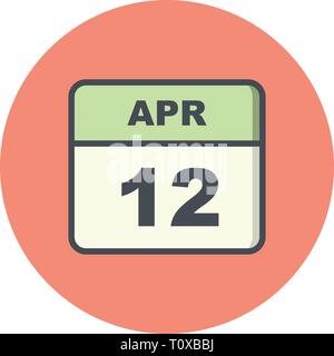 April 12th Date on a Single Day Calendar Stock Photo