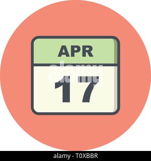 April 17th Date on a Single Day Calendar Stock Photo