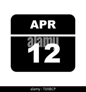 April 12th Date on a Single Day Calendar Stock Photo