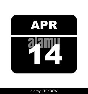 April 14th Date on a Single Day Calendar Stock Photo